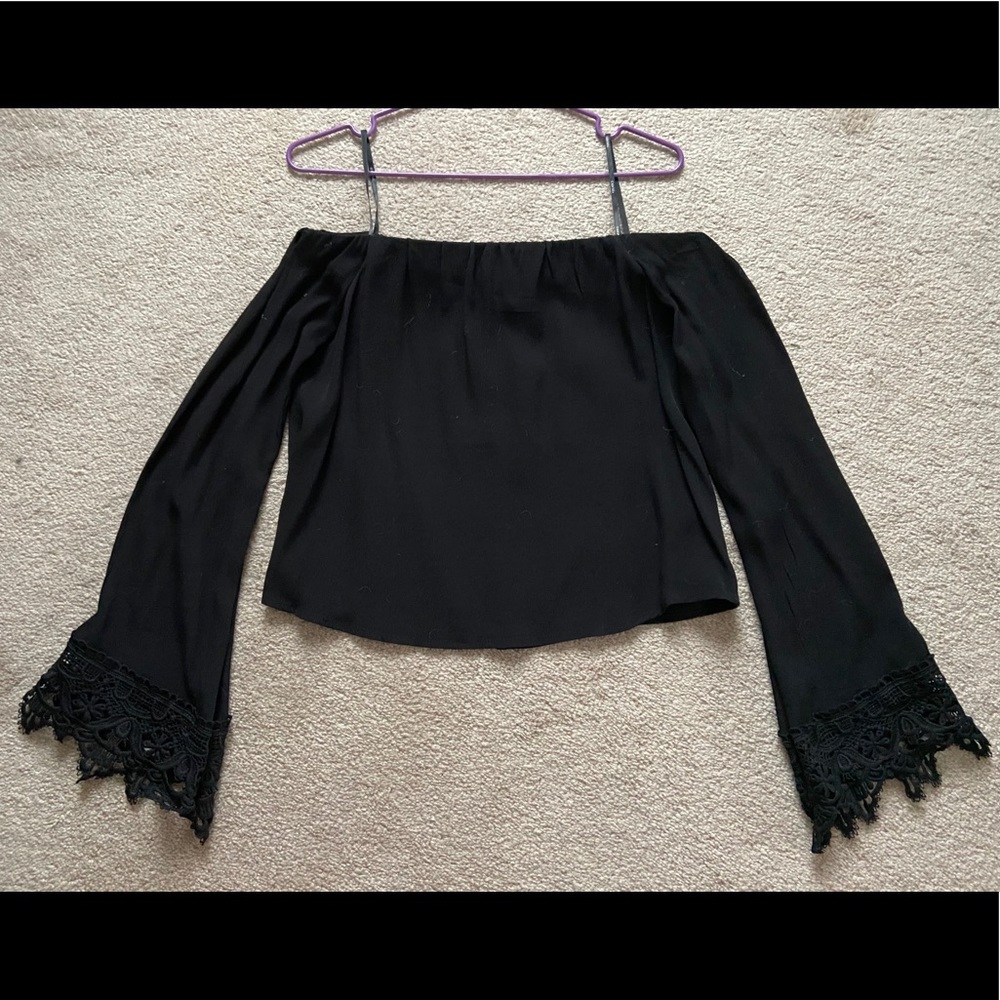 Forever 21 Black Off-the-Shoulder Bell Sleeve Top